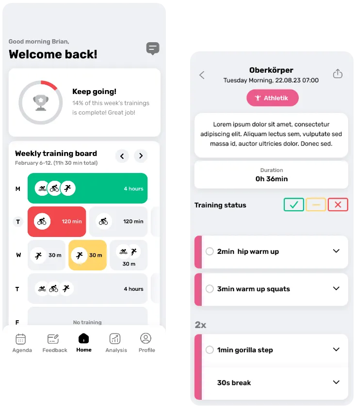 AZUM – athlete training plan browser on mobile