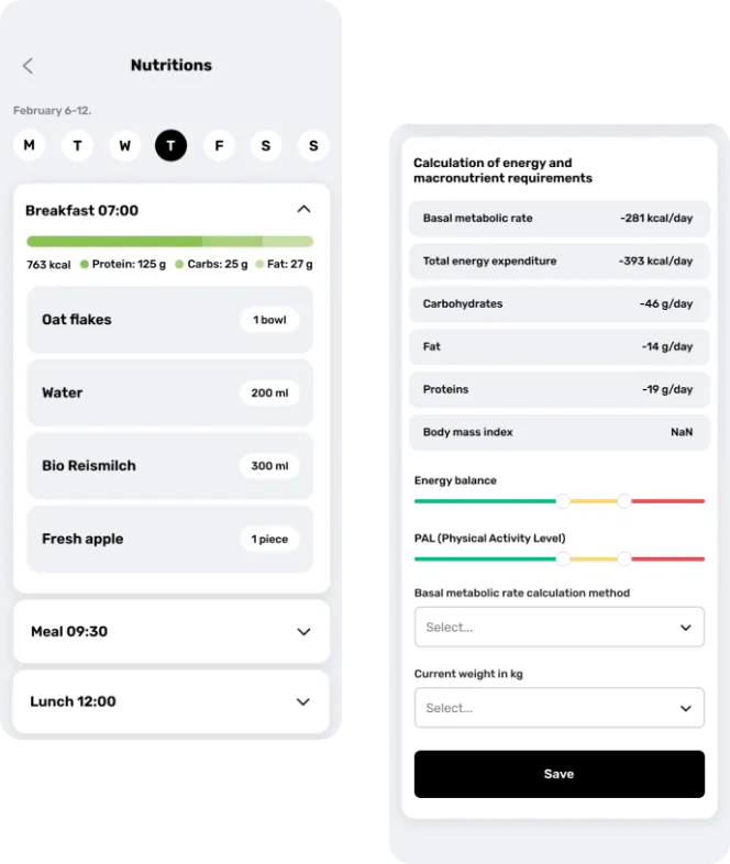 AZUM – training load, recovery status and progress indicator design