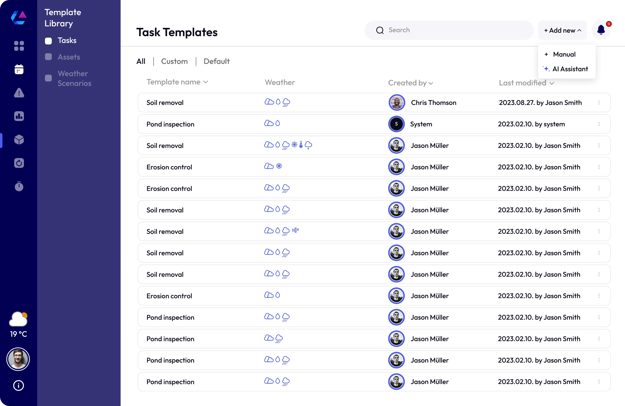 Climalinks – weather-triggered task template library