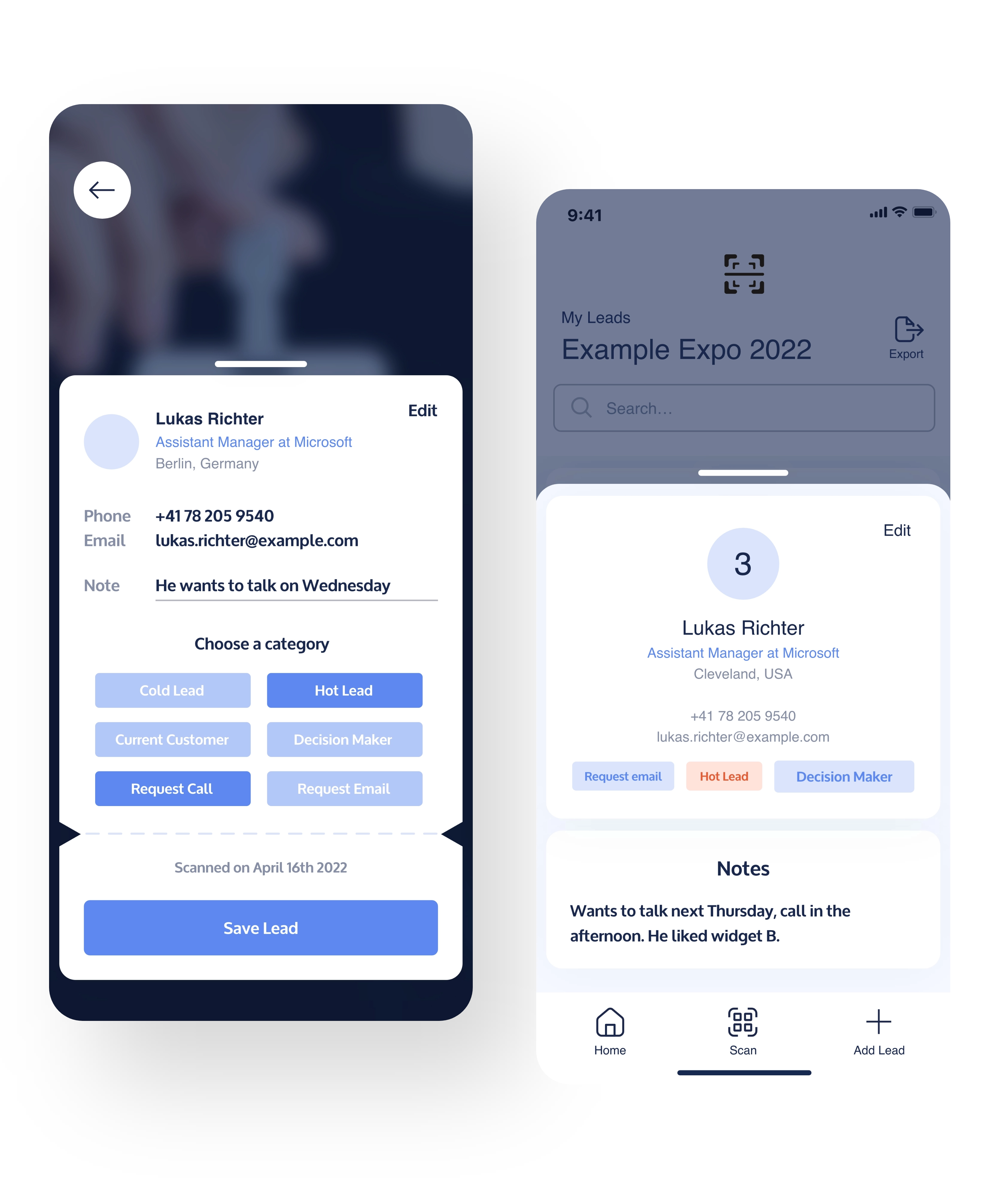 QR Lead Capture – QR code scanning and event lead intake screen